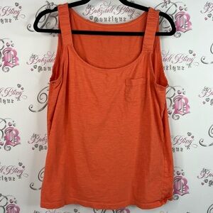 LOFT tank top pocket front cinch straps Women's Vibrant Orange Tank Top